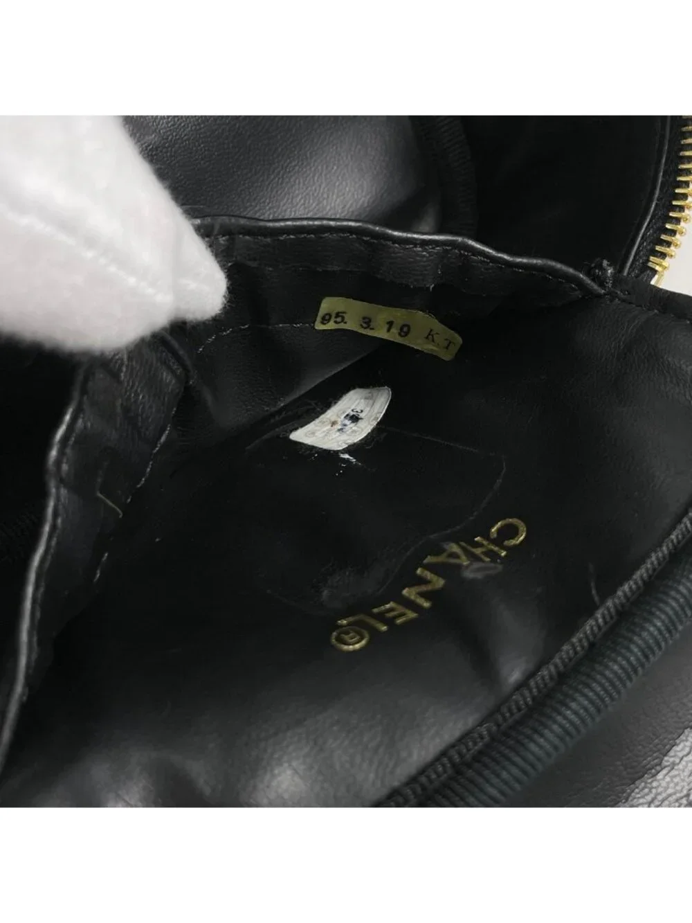 Chanel Makeup Pouch CC Logo Bicolor Leather Black